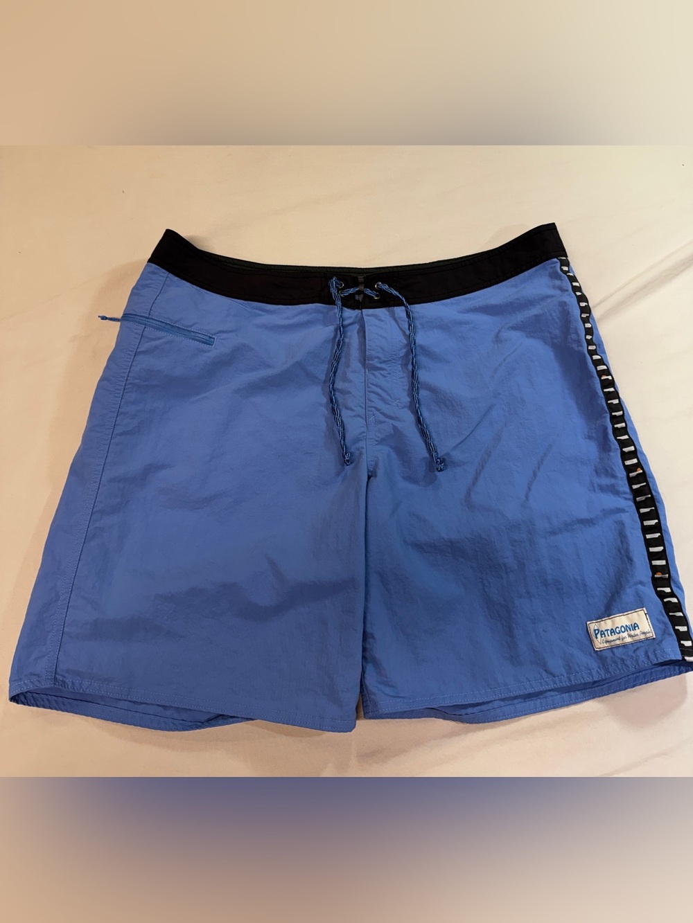 Patagonia Board Shorts Men 38 Wavefarer Blue Surf Swim Trunk Drawstring 8 inseam